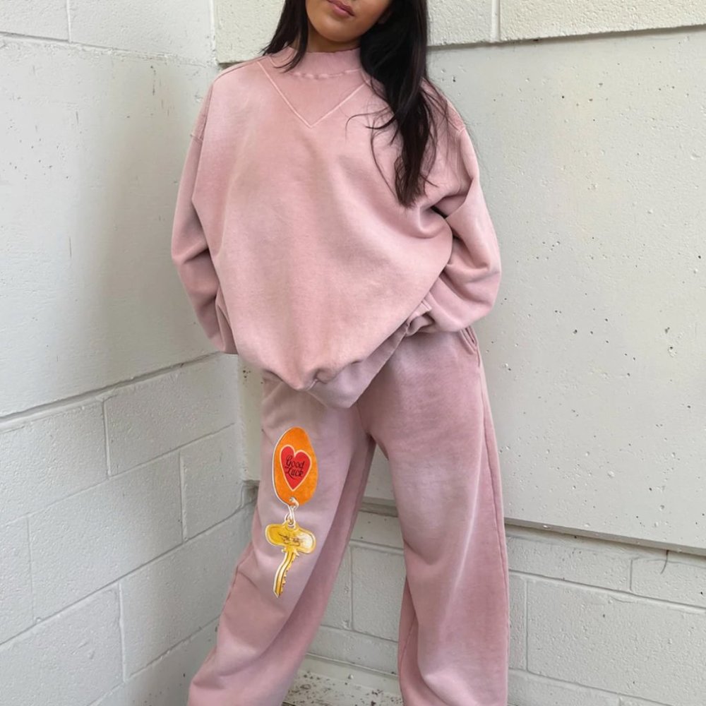 Boys Lie Key To My Heart Crewneck and Sweatpants Set In Mauve